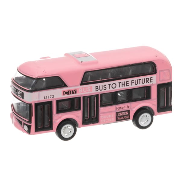 - Die-Cast Dubbeldäckare Buss - Rosa 9 cm