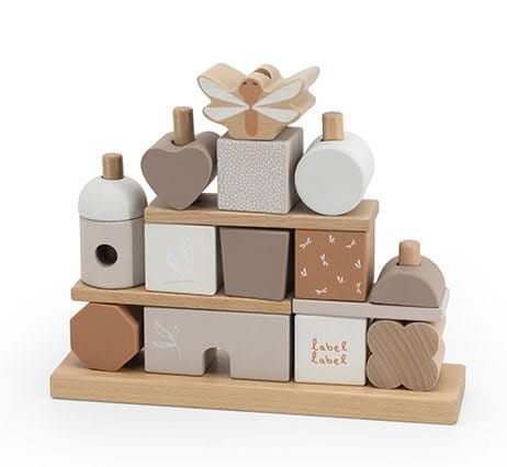 Label Label stapelleksak hus, nougat