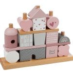 Label Label stapelleksak hus, rosa