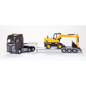 Emek leksaksbil lastbil med lyftkran scania s black low 1:25