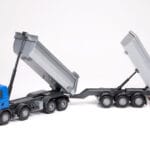 Emek leksaksbil tippbil med vagn scania blå 1:25