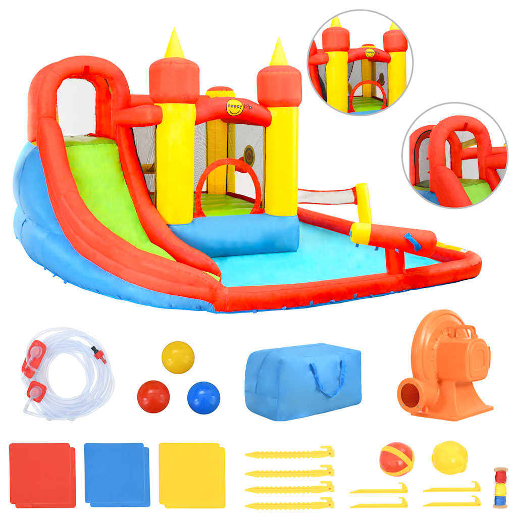 Happy Hop Uppblåsbar hoppborg med rutschkana pool 410x385x220 cm PVC