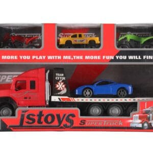 Lastbil 36 cm med 4 bilar - Blå