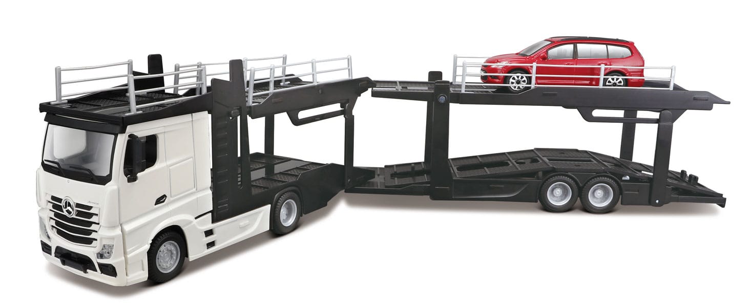Mercedes-Benz Transport-lastbil med bil - Vit