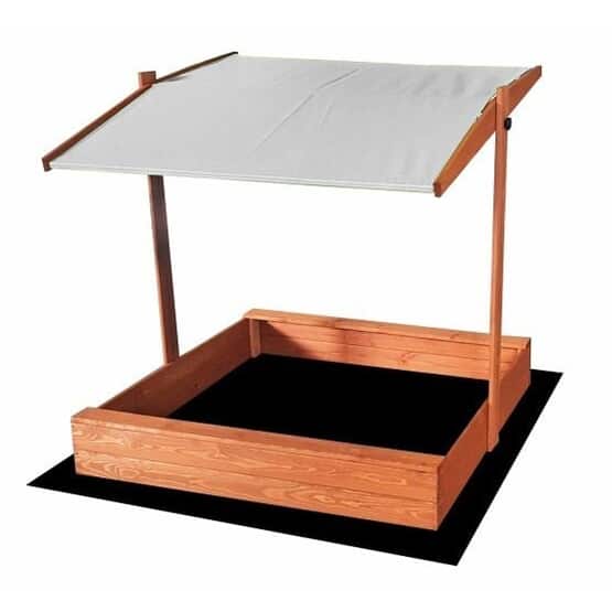 Viking Sports Sandlåda - Med Lock Och Tak - Trä - 120X120 Cm - Grå