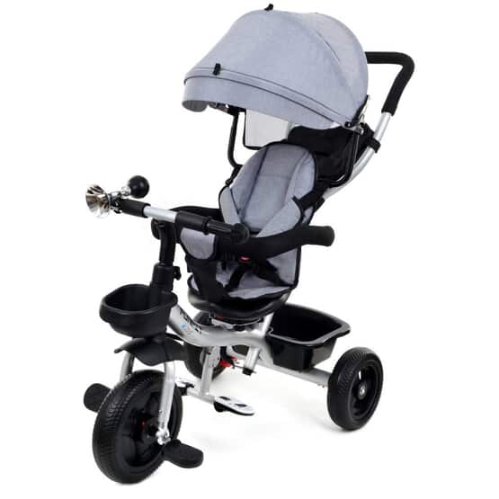 Viking Sports Trehjuling - Cykel - Med Körbygel Och Solskydd - Grå-Silver