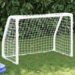 vidaXL Barnfotbollsmål 2 st med boll vit 64x35x48 cm metall