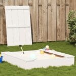 vidaXL Sandlåda med Lock vit 111x111x19,5 cm massiv furu