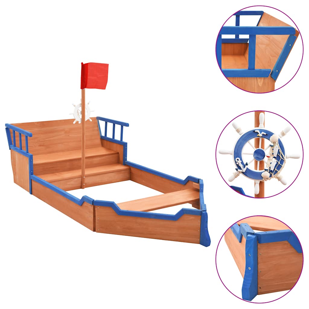 vidaXL Sandlåda piratskepp furu 190x94,5x101 cm