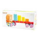 Trä lastbil med geometriska former