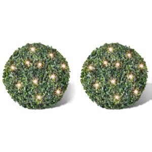 Buxbom Boll Konstgjord Löv Topiary 30 cm Sol LED tråd 2 st