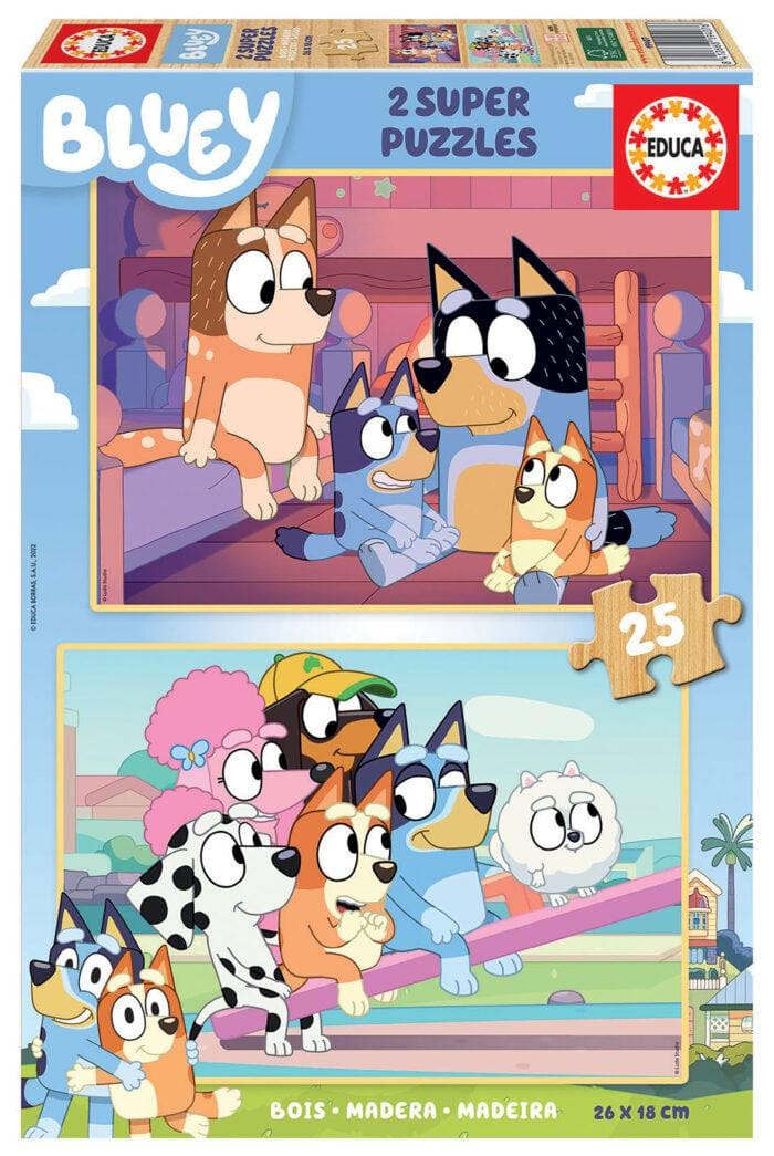 Educa Bluey Träpussel 2x25 bitar - Bluey - Leksaksaffären