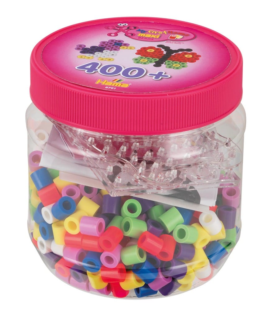 Hama Maxi Pärlor och pärlplattor i burk 400 st Rosa - Hama - Leksaksaffären