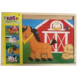 Toyrock Träpussel 4 x 12 Bitar Bondgård