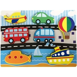 Toyrock Träpussel Upphöjda Bitar Fordon