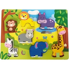 Toyrock Träpussel Upphöjda Bitar Safari