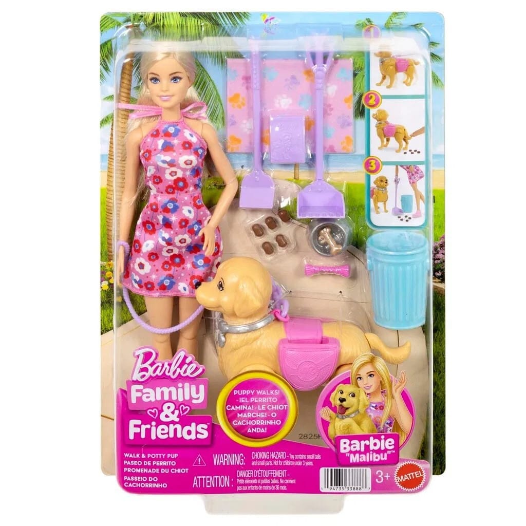 Barbie Walk & Potty Pup Malibu - Barbie - Leksaksaffären