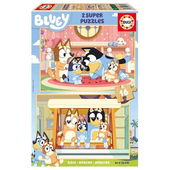 Educa Bluey Träpussel 2x16 bitar - Bluey - Leksaksaffären