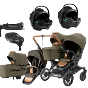 Emmaljunga Double Sento tvillingvagn Flat+ 2026 + Axkid GoKid babyskydd + bas