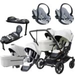 Emmaljunga Double Sento tvillingvagn Flat+ 2026 + BeSafe iZi Go Modular X2 babyskydd + bas