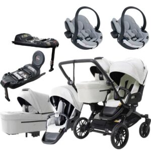 Emmaljunga Double Sento tvillingvagn Flat+ 2026 + BeSafe iZi Go Modular X2 babyskydd + bas