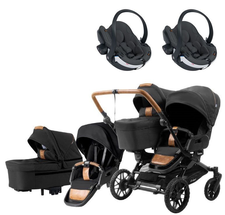 Emmaljunga Double Sento tvillingvagn Flat+ 2026 + BeSafe iZi Go Modular X2 babyskydd