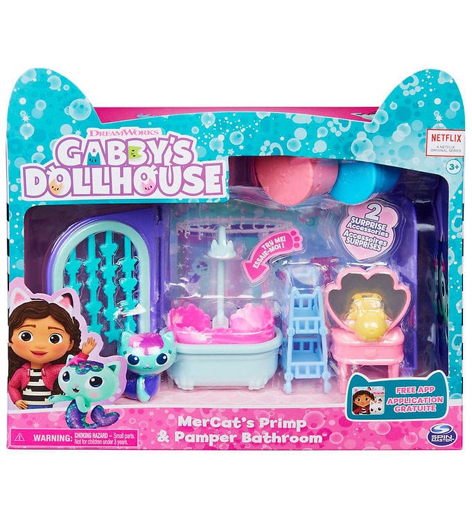 Gabby's Dollhouse Set - 8 Delar - Mercat Primp & Pamper Badrum