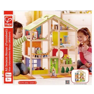 Hape Dockhus - 74 cm - Hus för alla årstider