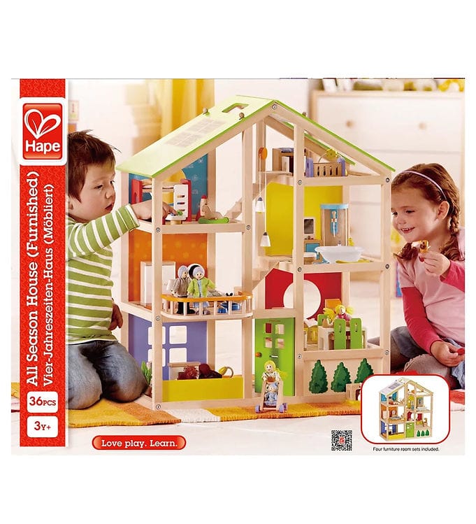 Hape Dockhus - 74 cm - Hus för alla årstider