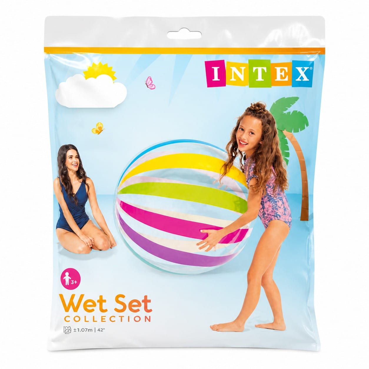 INTEX Badboll Jumbo Randig 107cm - INTEX - Leksaksaffären