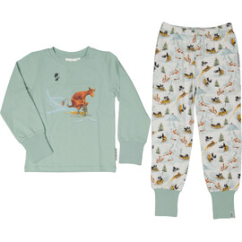Geggamoja Pyjamas Mamma Mu & Kråkan Vit/Grön 110-116 cl