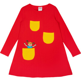 Pippi Långstrump Pippi Basic Klänning Röd 122 cl